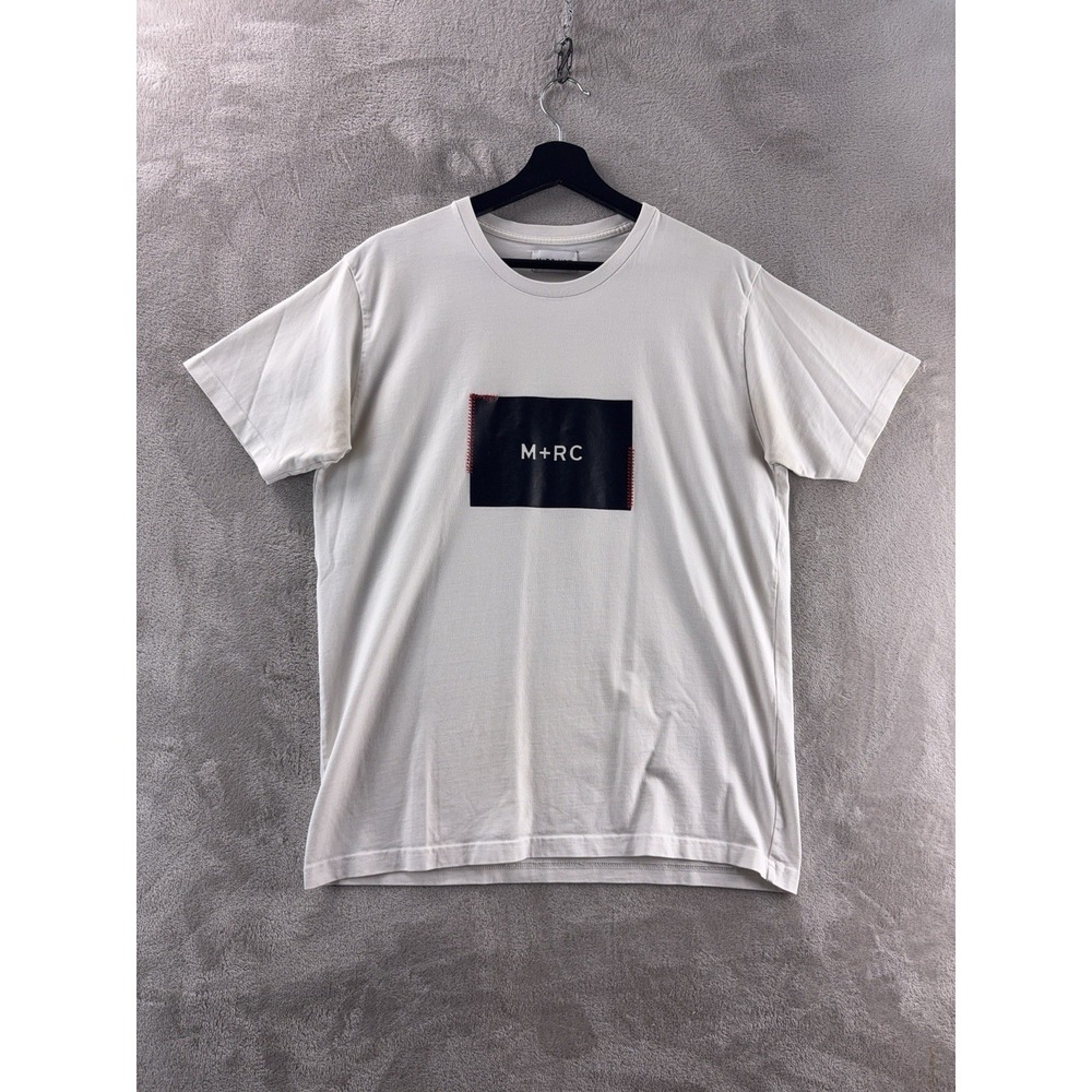 M+RC Noir Stitched Box Logo T Shirt Mens Size Medium White Graphic Print